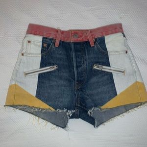 levi color patch 501 denim shorts womens size 25